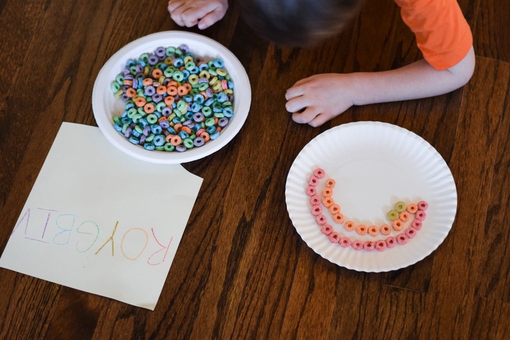 Create a Rainbow Rainbow Art Activity - Eating a Bowl of Froot Loops