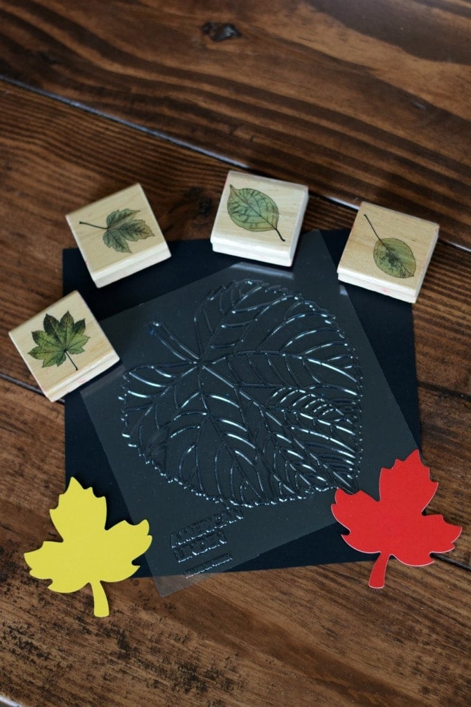 Thanksgiving Day Activities for Kids - Leaf Rubbings and Leaf Stamping by This Little Home of Mine