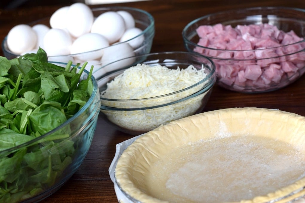 Ham and Spinach Quiche - Ingredients by This Little Home of Mine