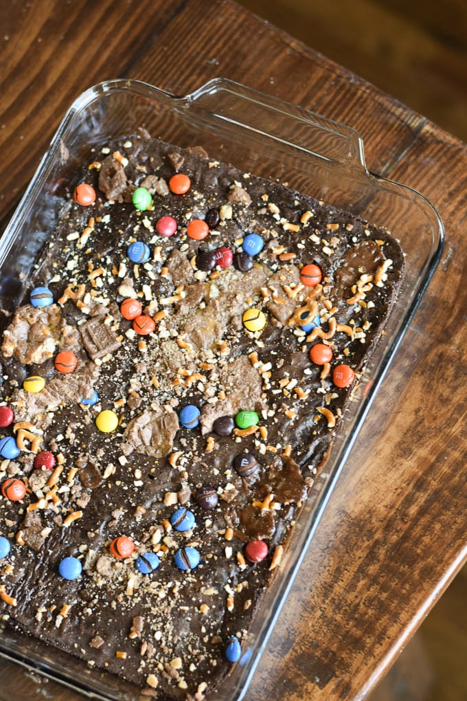 Leftover Candy Topped Brownies by This Little Home of Mine