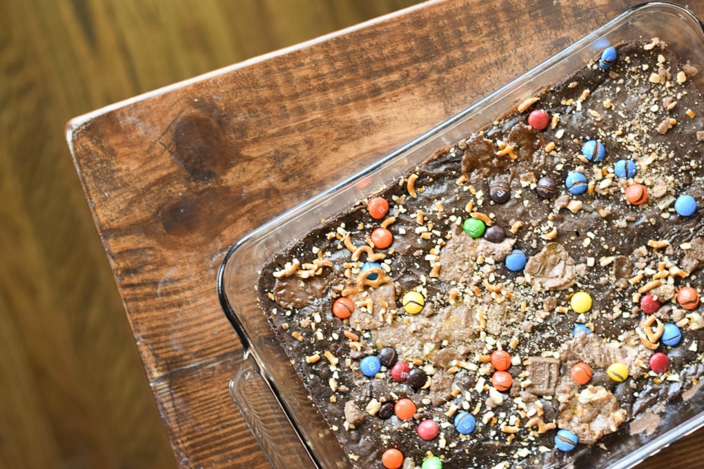 Leftover Candy Topped Brownies by This Little Home of Mine