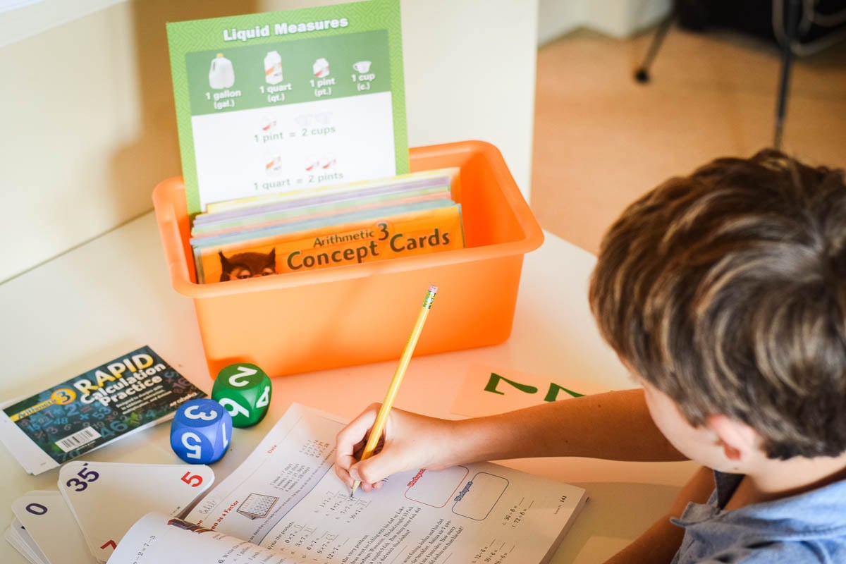 Young Boy Working on Math Lesson