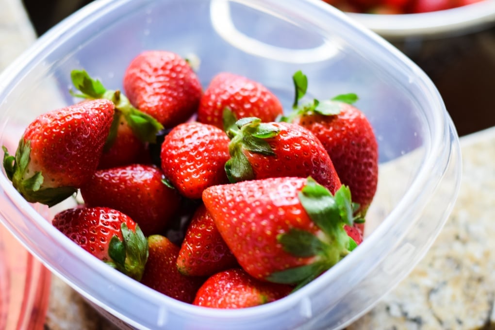 Strawberries Prepped for Summer Desserts - This Little Home of Mine