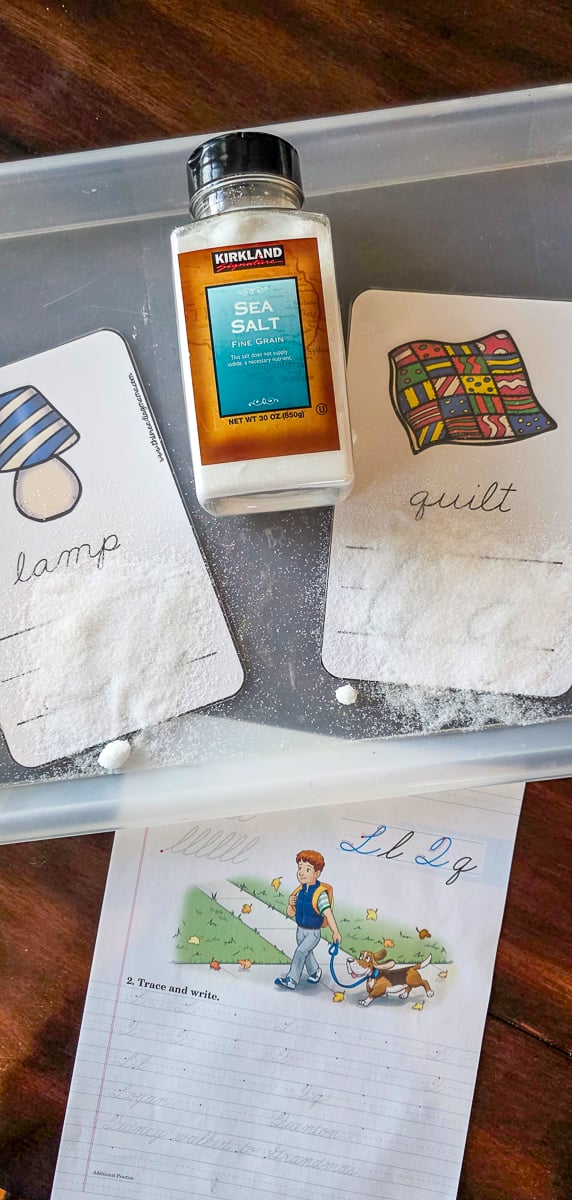 Cursive Writing Activities on a Tray