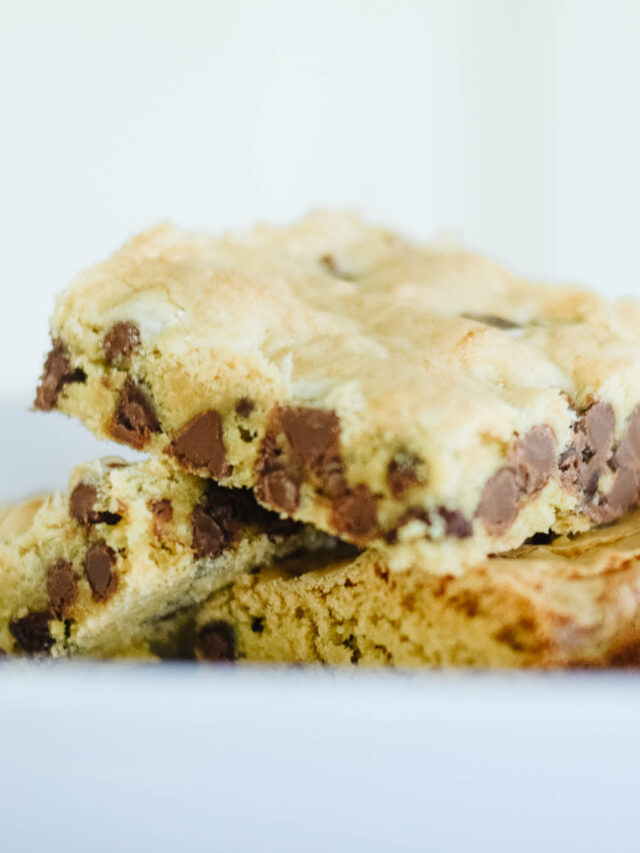 Three Cake Mix Cookie Bars on a White Plate