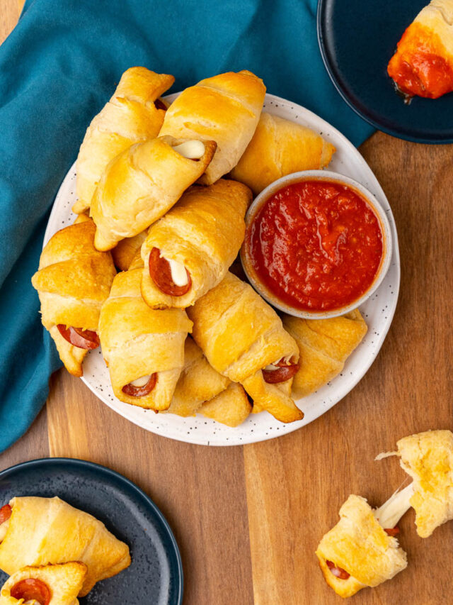 Plate of Pepperoni Rolls with Marinara Dipping Sauce
