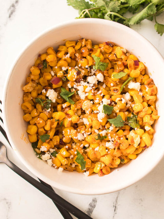 Mexican Street Corn in a White Bowl
