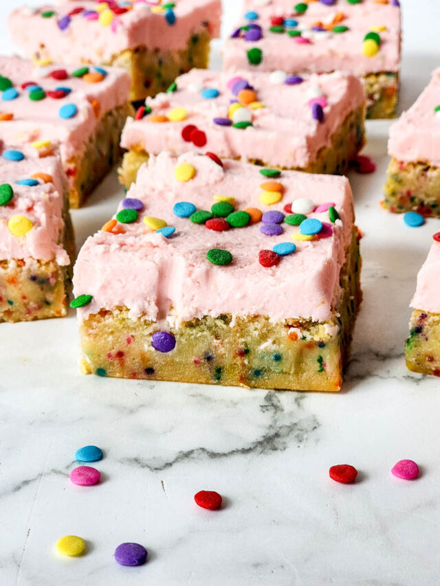 Blondie Dessert Treats Sliced and Sitting on Kitchen Countertop