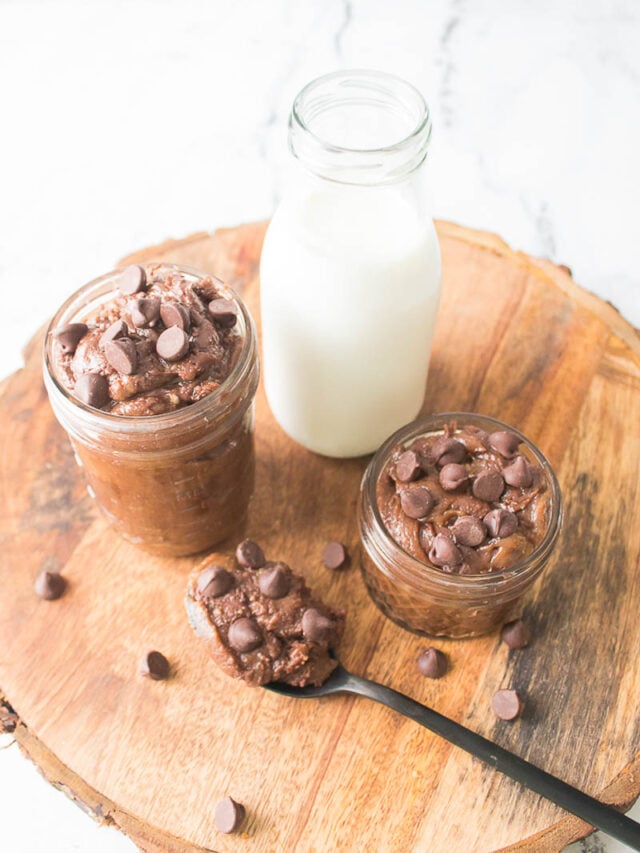 Edible Cookie Dough in Glass Serving Containers - Topped with Chocolate Chips