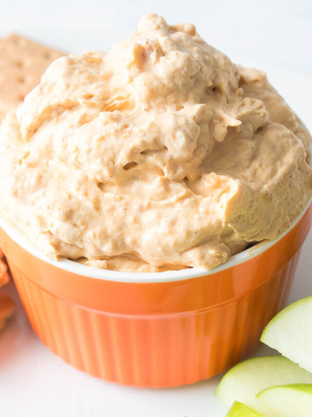 Sweet Pumpkin Fluff Dip in Orange Bowl