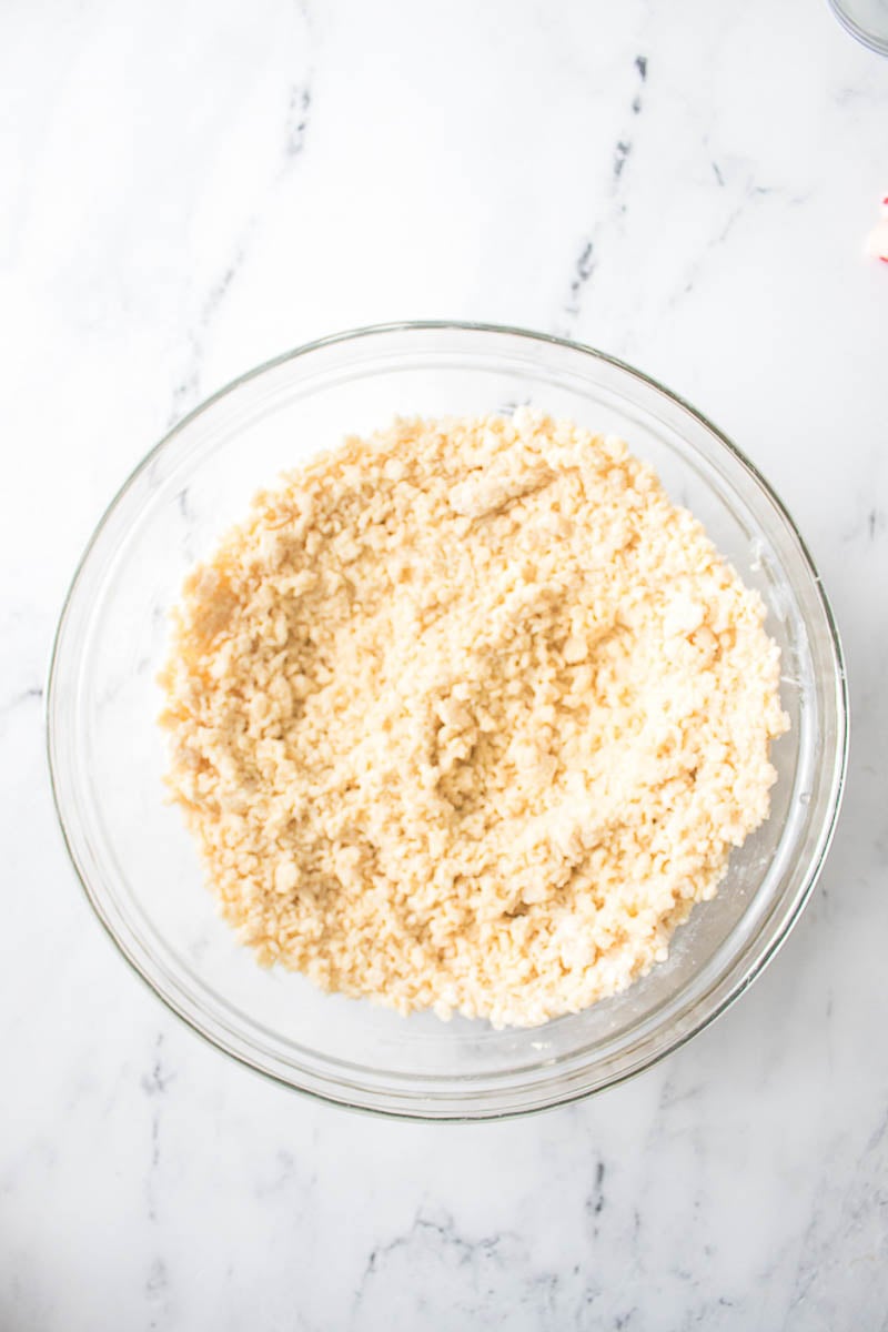 Cookie Ingredients in a Glass Mixing Bowl 