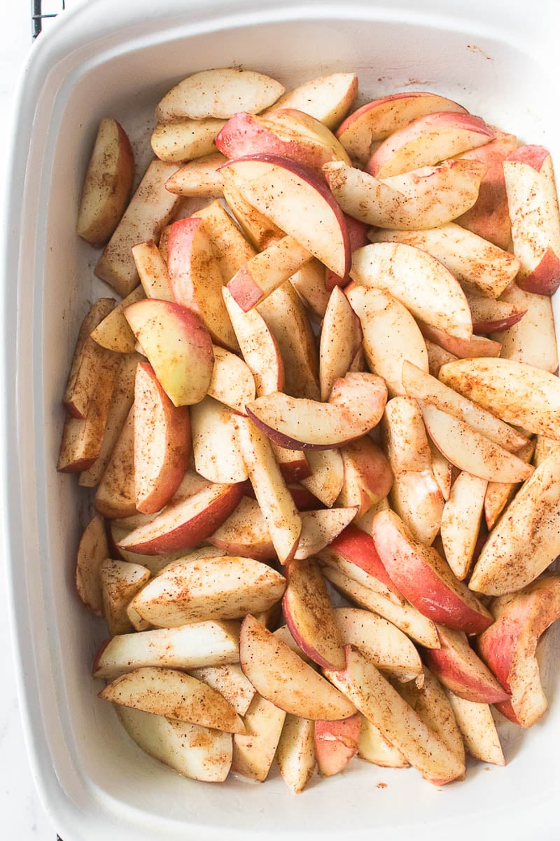 Peaches in Glass Baking Dish