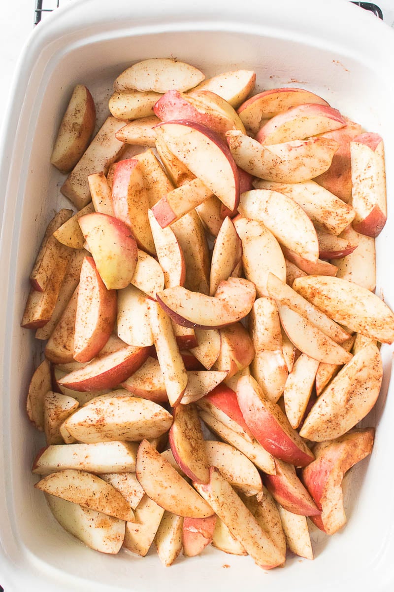 Peaches Baked in Glass Baking Dish