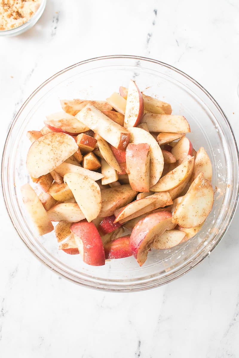 Cobbler Ingredients in Glass Mixing Bowl