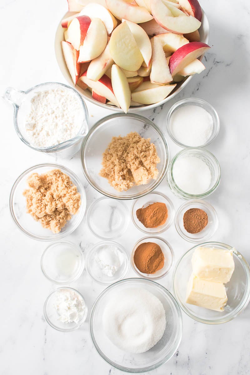 Peach Cobbler Ingredients Sitting on Kitchen Counter Top