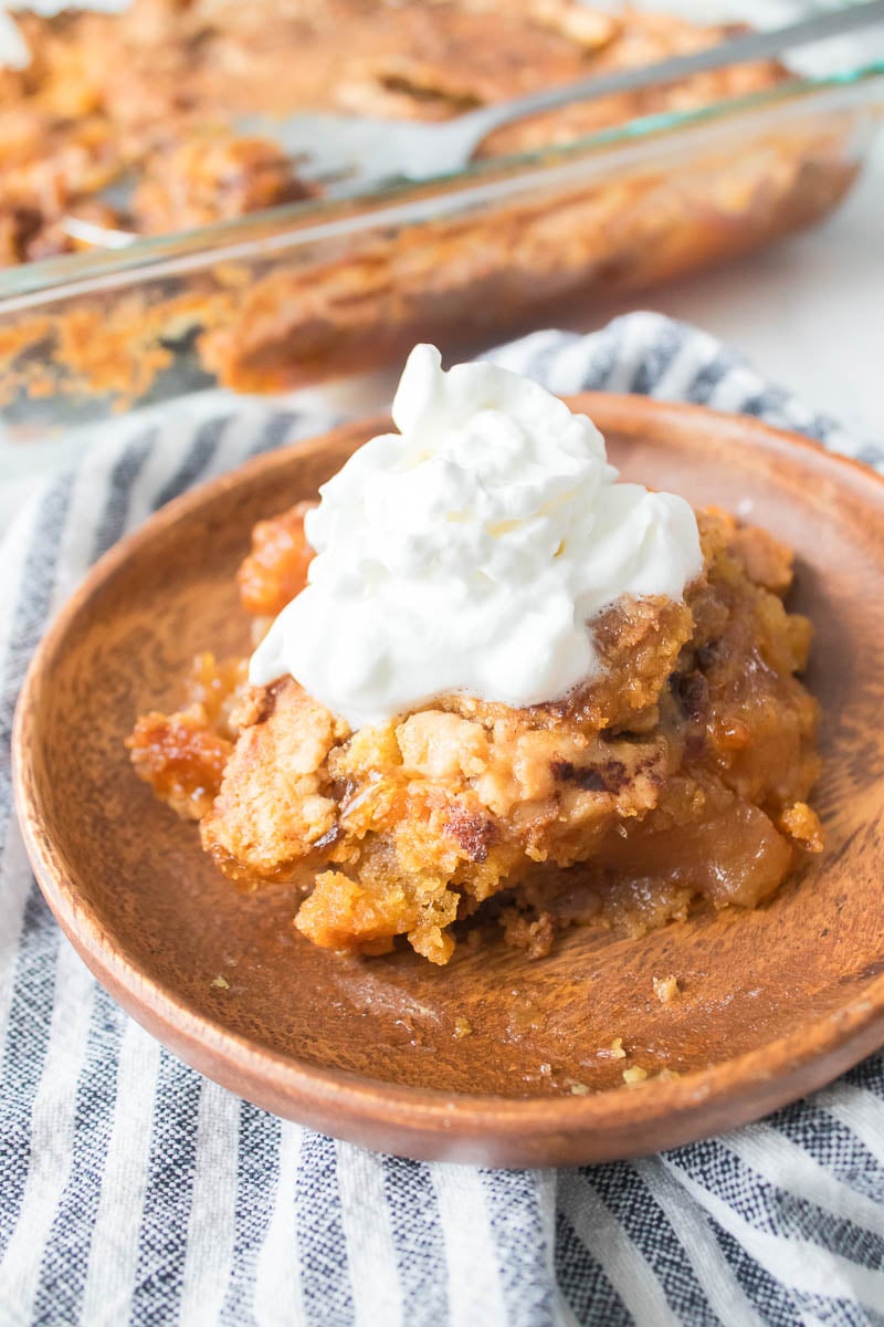 Apple Dump Cake on Serving Platter