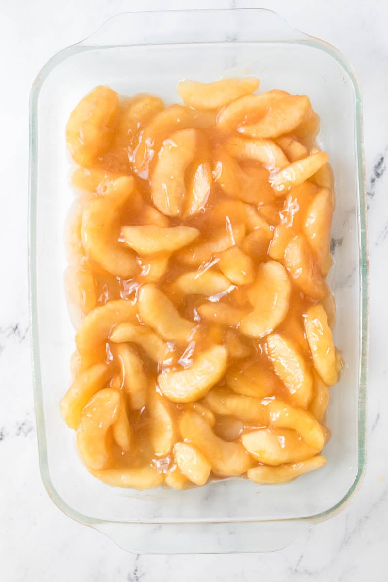 Apple Pie Filling in Glass Baking Dish