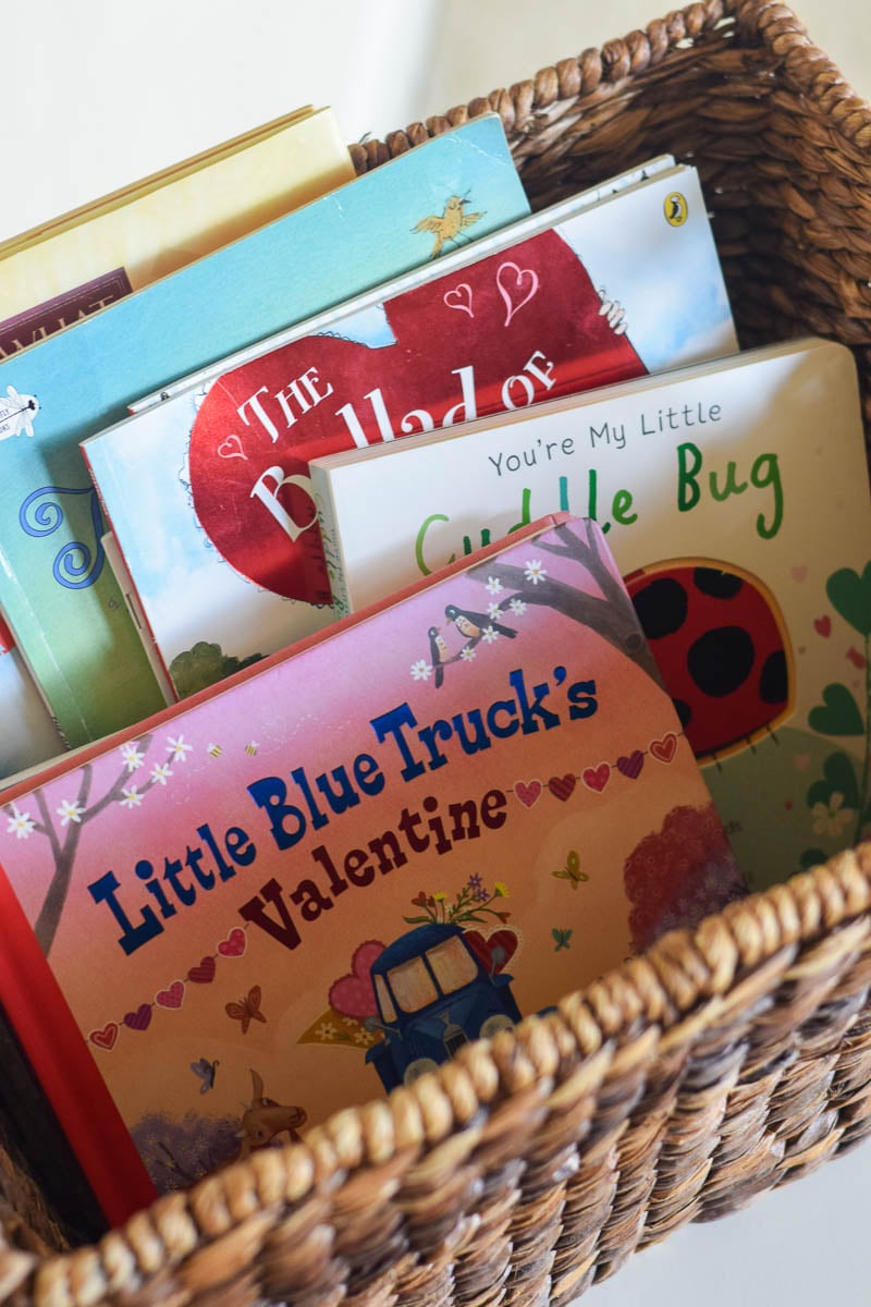 Valentine's Day Books for Kids in a Basket