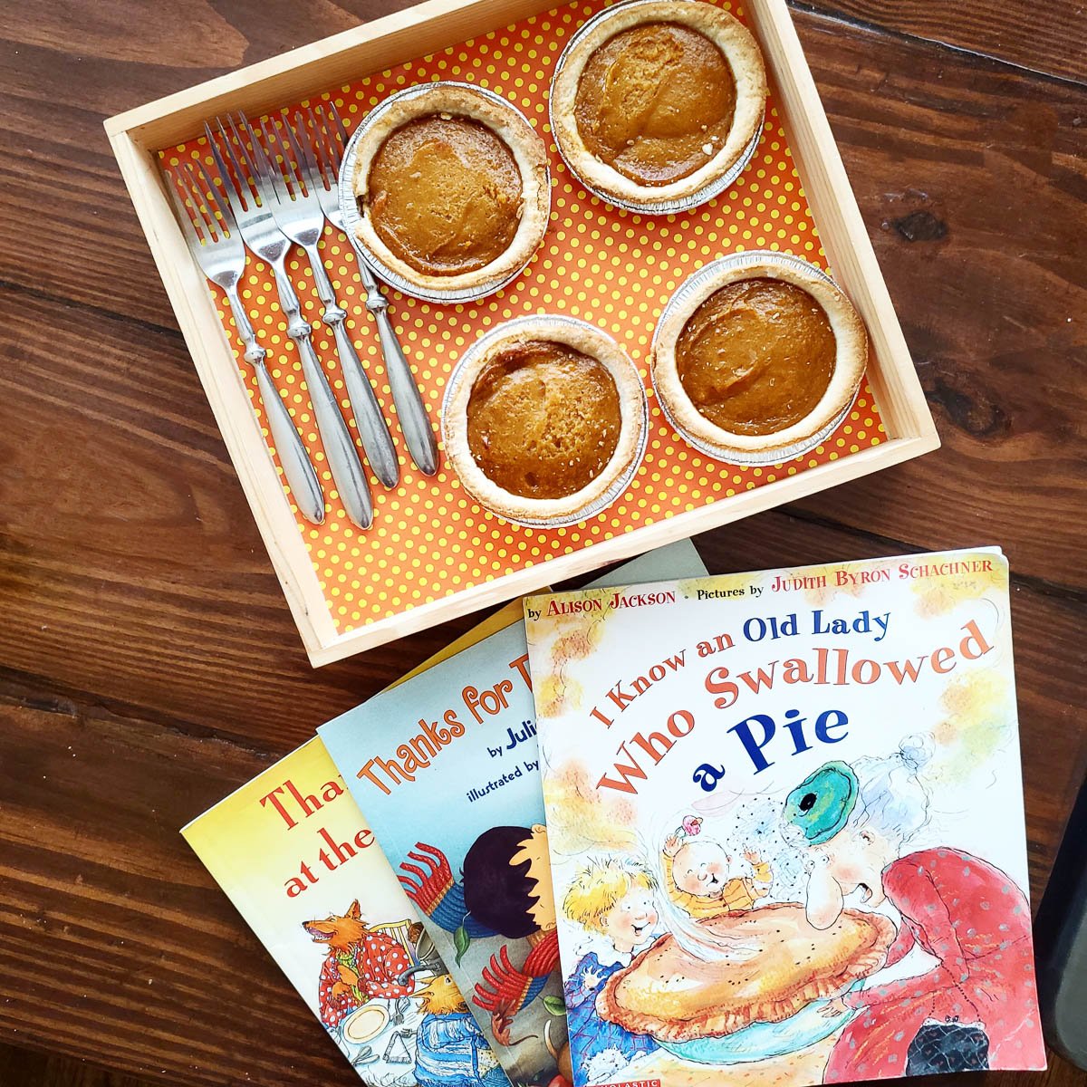 Thanksgiving Book and Treats Set Up for Kids to Enjoy