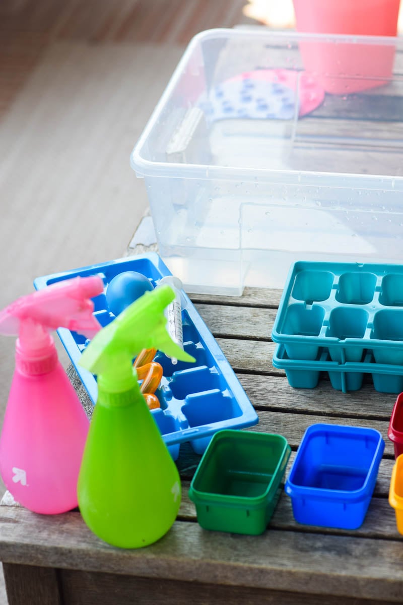 Water Play Toys on Outdoor Table