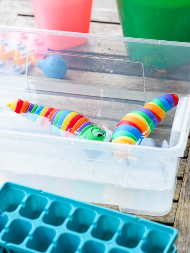 Water Play Activity Set Up on Outdoor Table