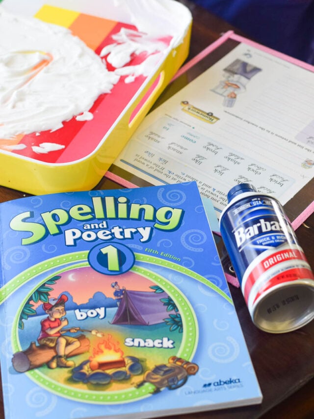 Supplies for Writing Spelling Words in Shaving Cream