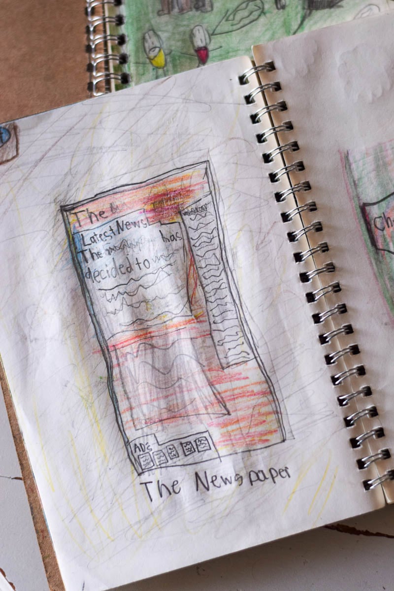 Small Journals Open with Kids Drawing Inside