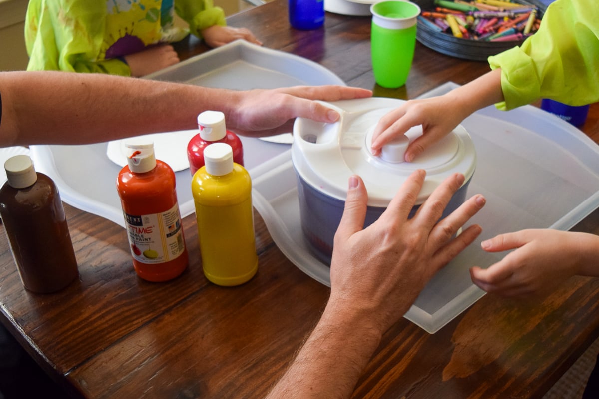 Prepping a Painting Activity using a Salad Spinner