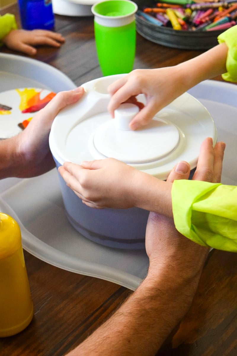 Prepping a Painting Activity using a Salad Spinner