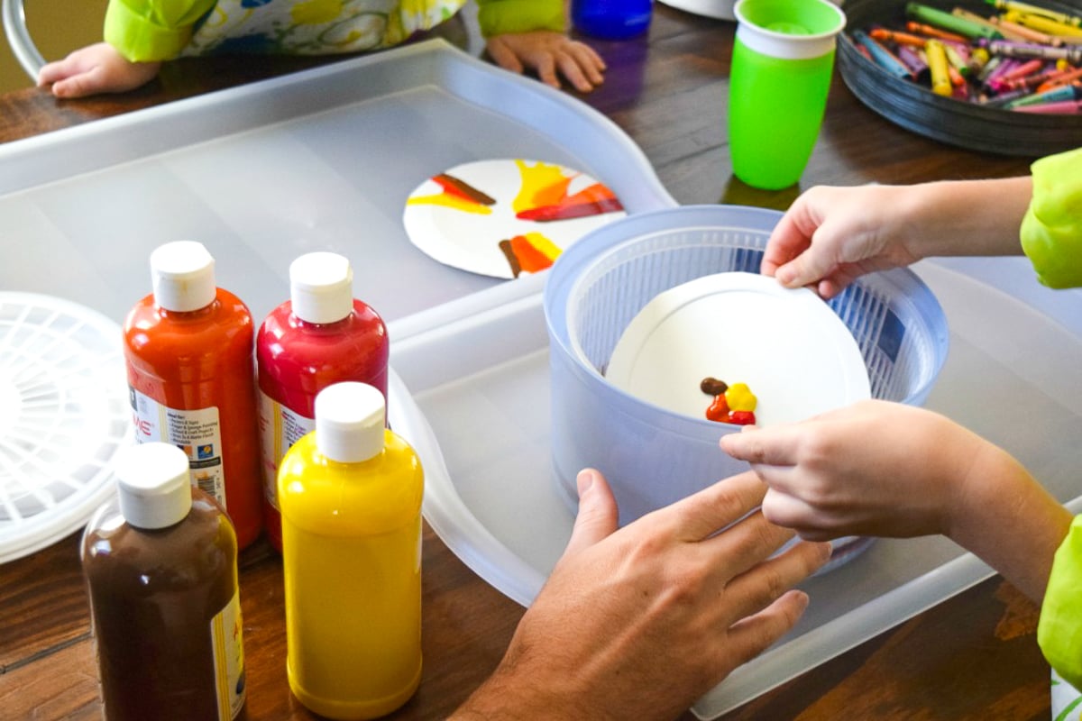 Prepping a Painting Activity using a Salad Spinner