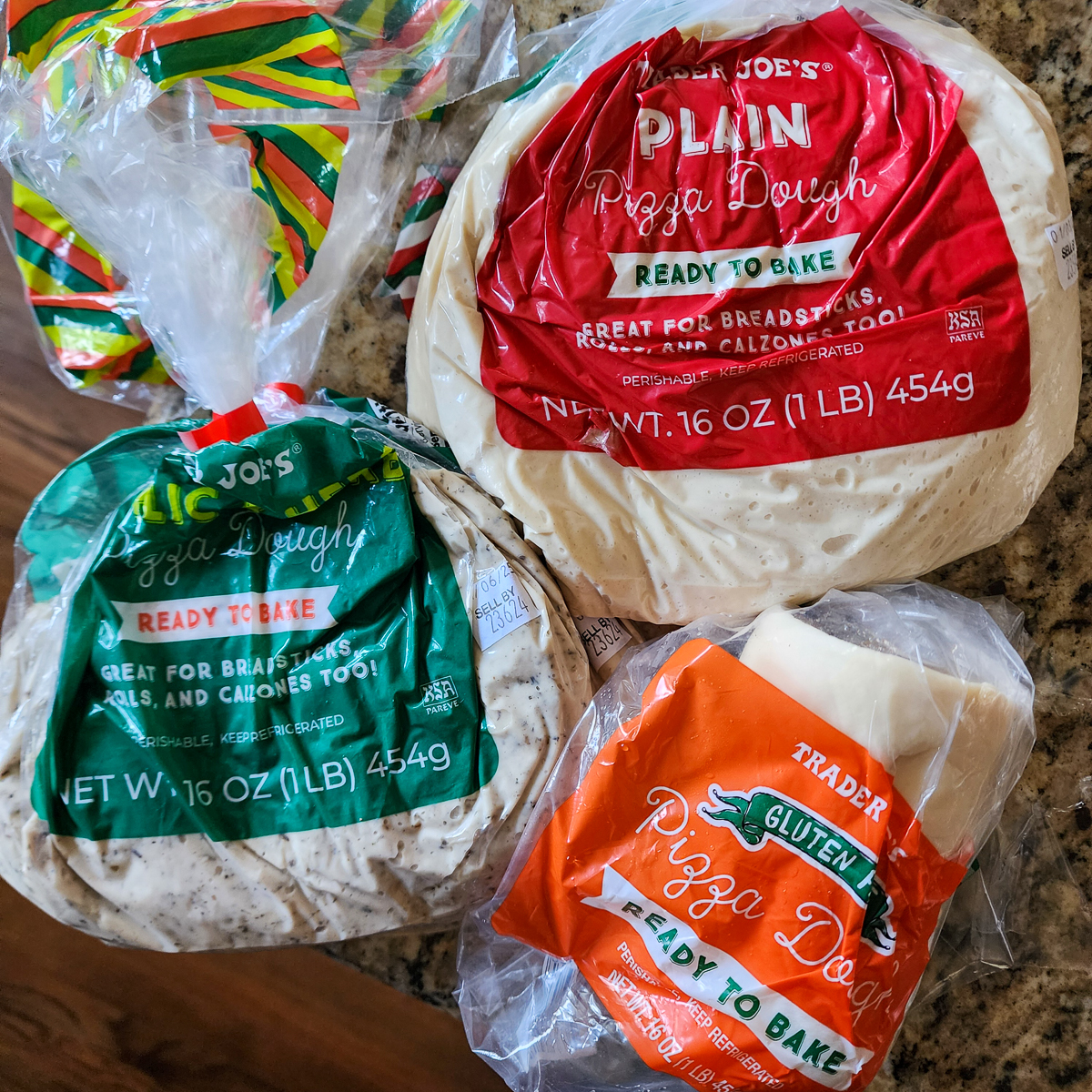 Bags of Pizza Dough from Trader Joe's