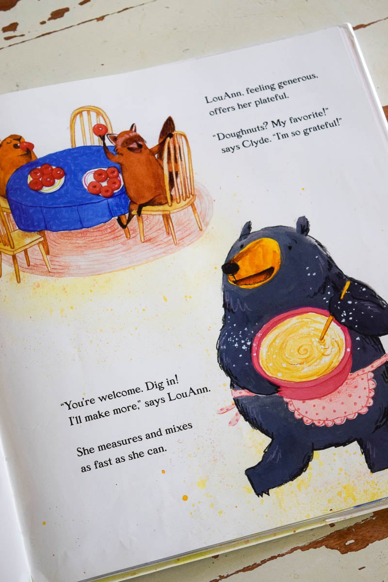 Inside look at the story and illustrations in the Children's Book: Dozens of Doughnuts