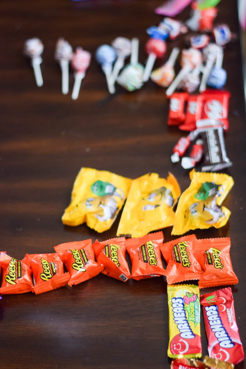 Candy Graphed on a Wooden Table