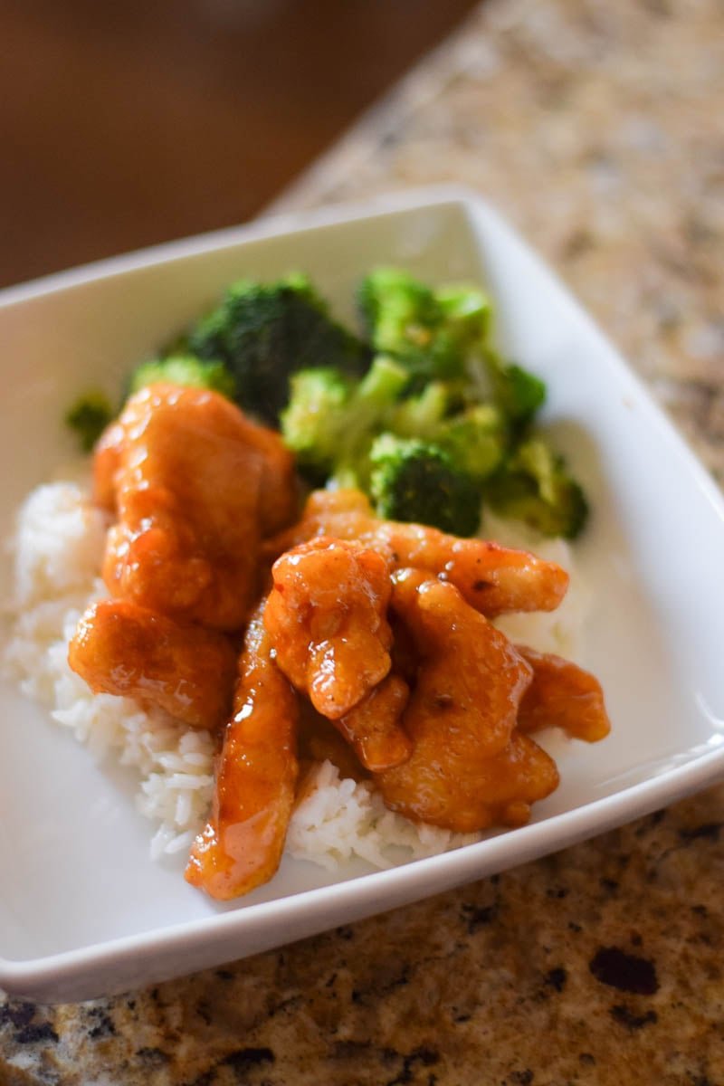 ALDI General Tso's Chicken Meal Served on a White Plate