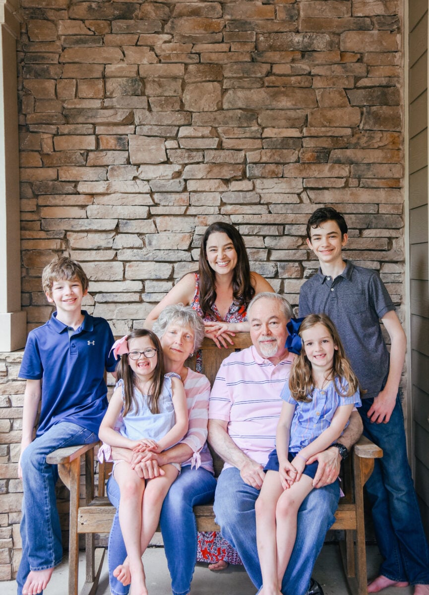 Grandparents Posed with Daughter and Grandkids