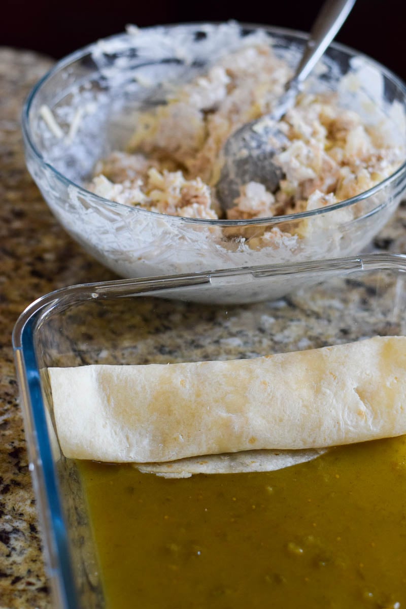Enchiladas in a Glass Baking Dish