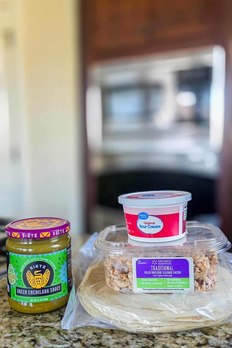 Chicken Enchiladas Ingredients Sitting on the Kitchen Counter