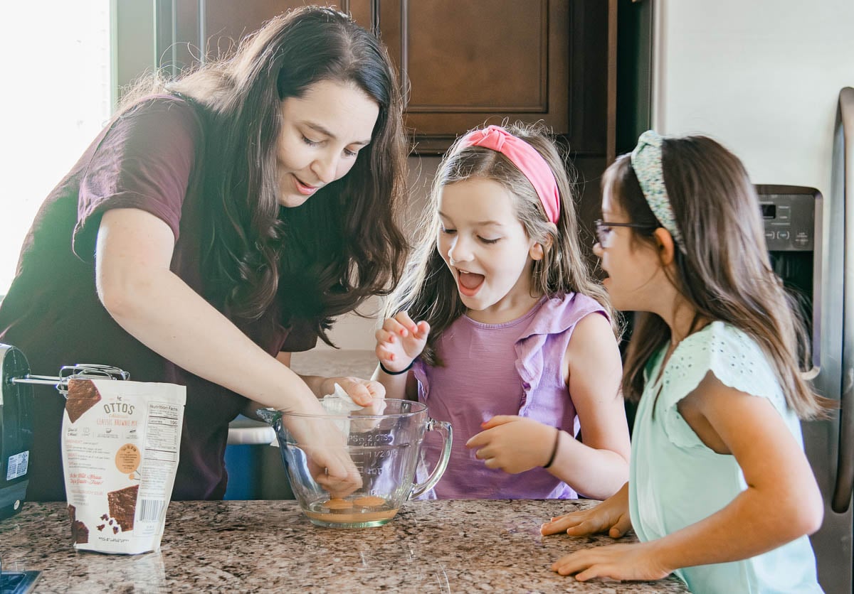Girls Baking with their Mom