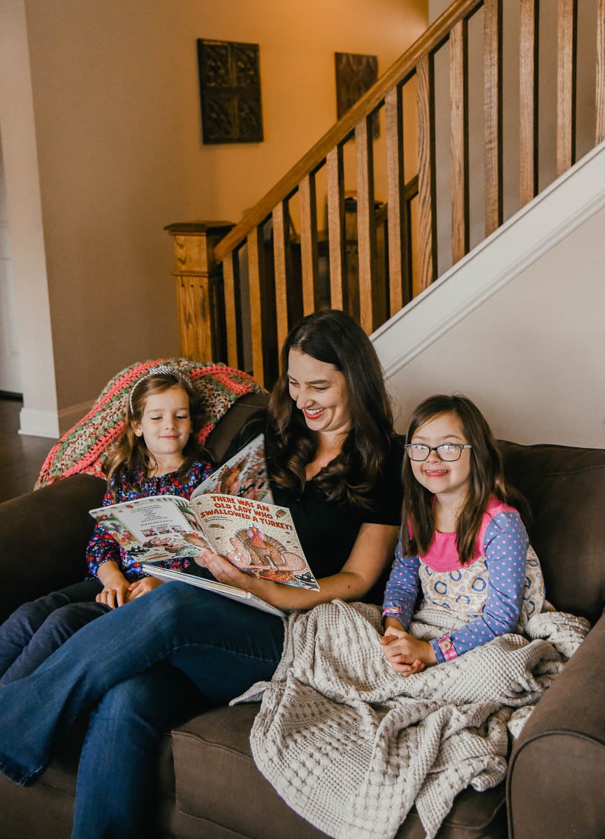 A Mom Reading with Daughters