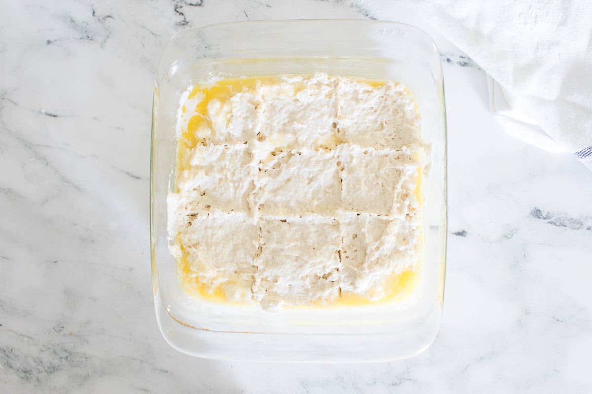 Biscuits Ingredients in Glass Baking Dish