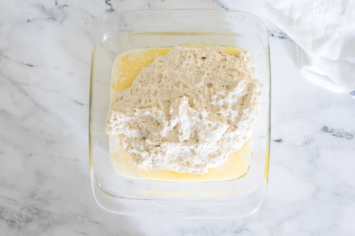 Biscuits Ingredients in Glass Baking Dish