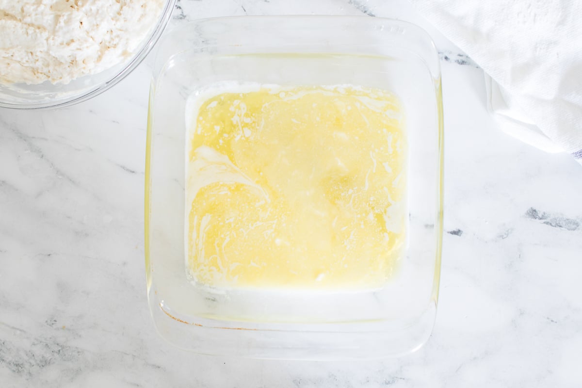 Biscuits Ingredients in Glass Baking Dish