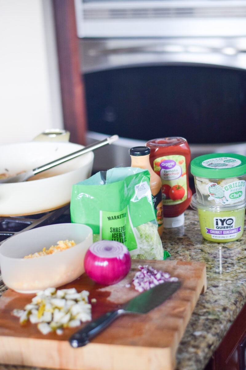 Burger Bowl Ingredients Sitting on Kitchen Counter