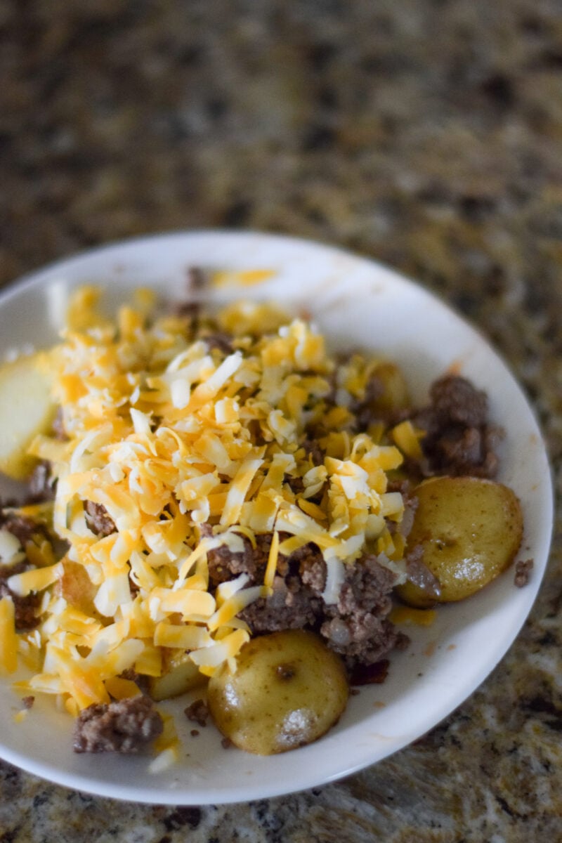 A Kid-Friendly Made Burger Bowl Sitting on the Kitchen Counter