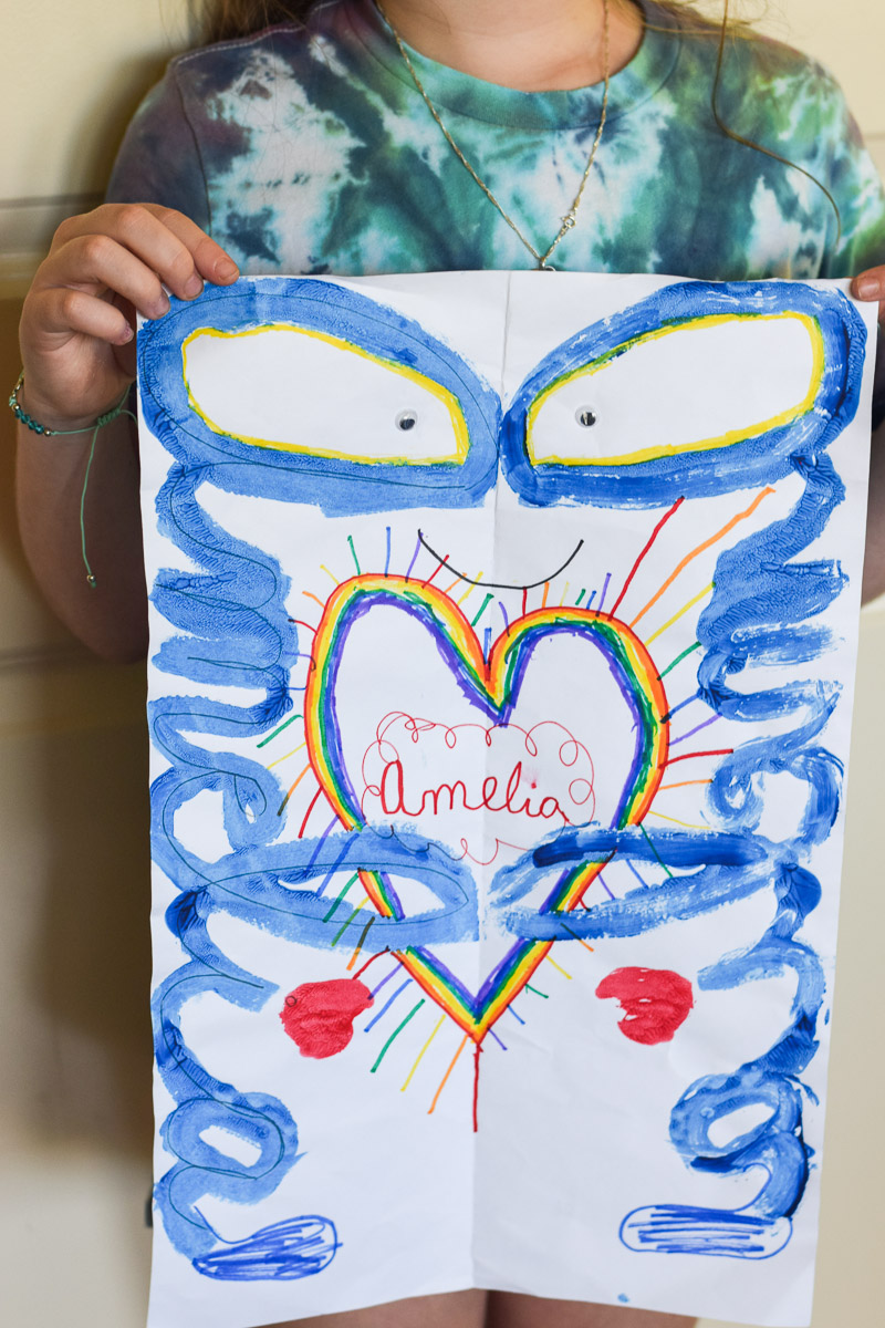 Child's Name Painted on Large White Paper